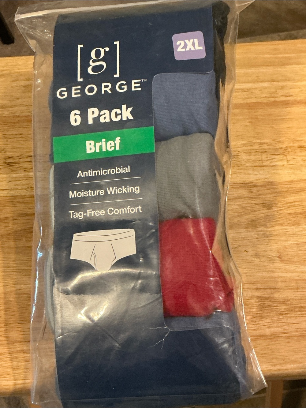 George Mens 100% Cotton Assorted Color Briefs 2XL NIP